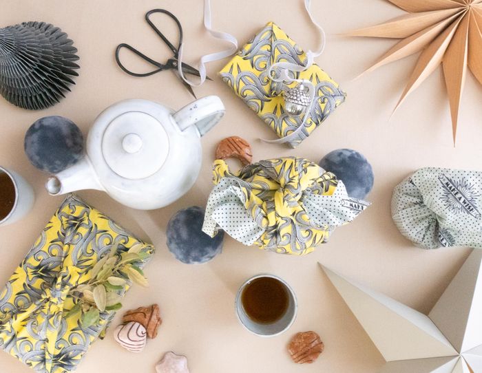 FabRap Sunshine Nouveau & Make A Wish Double Sided/Furoshiki/Reusable Gift Wrapping/Eco Wrap/Gift Wrap/Nachaltig Geschenkverpakung